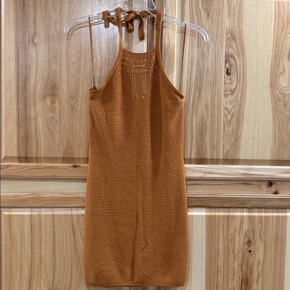 Ultra Flirt Dresses & Skirts - Ultra Flirt Rust Knit Fitted Open Back Boho Chic Cowgirl Halter Style Dress